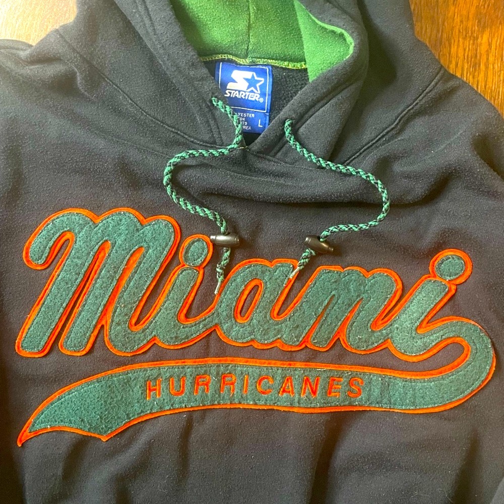 Vintage Miami Hurricanes Starter Mens Large Hoodie Pullover